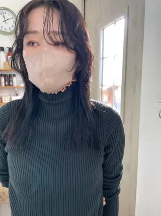 セミロング カラー パーマ キノシタ マユのヘアスタイル