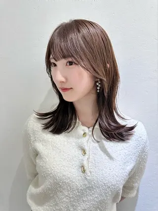 ロング カラー ミディアムレイヤー 添田晃基のヘアスタイル