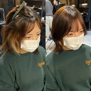 セミロング 🦊巻ける縮毛矯正 橋本逸誠のヘアスタイル