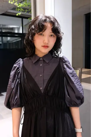 ミディアム パーマ 瓜谷 亮磨のヘアスタイル