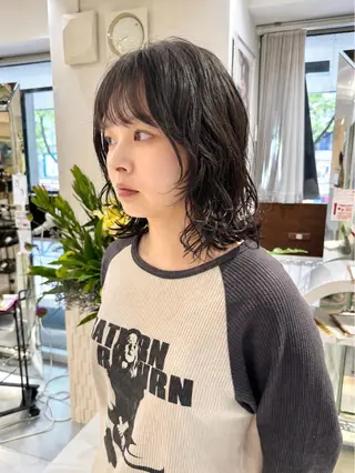 ミディアム パーマ デジタルパーマ 🌀ボブ　萩原　龍のヘアスタイル