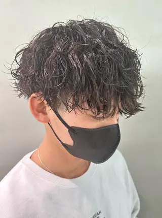 ミディアム パーマ メンズ 天神大名メンズパーマ メンズショートのヘアスタイル