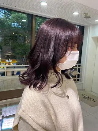 セミロング カラー ヘアアレンジ 透明感カラー 古山 結季🌙🖤のヘアスタイル