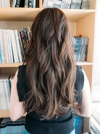 ロング 酸性ストレート/ブリ ーチなしWカラー河本のヘアスタイル