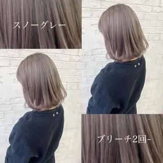 ミディアム カラー オリーブ/アッシュ やわらか透明感カラーのヘアスタイル