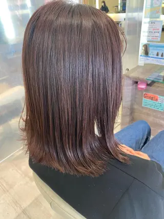 ミディアム カラー 小顔レイヤー/ ベージュ🤍Rieのヘアスタイル