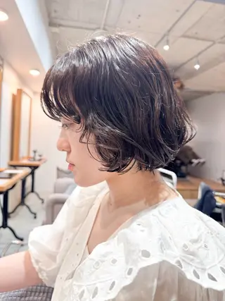 ミディアム パーマ ハイトーン/パーマ 大名 sakiのヘアスタイル