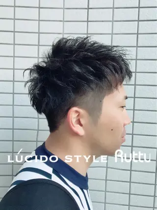 ショート パーマ メンズ アザマ　ヤスカツ _rosso 川口のヘアスタイル