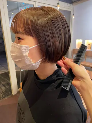ショート カラー ヘアアレンジ 抜け感ボブ×パーマ |kazaneのヘアスタイル