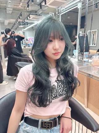 ロング カラー ヘアアレンジ ARIA💎縮毛矯正 ブリーチ💎複雑履歴のヘアスタイル