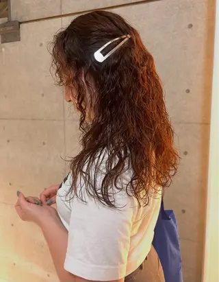 パーマ 透明感カラー/パーマ オレンジmiyo⭐️のヘアスタイル