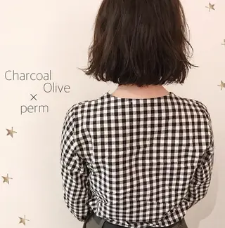 ミディアム カラー パーマ 市川 千夏のヘアスタイル