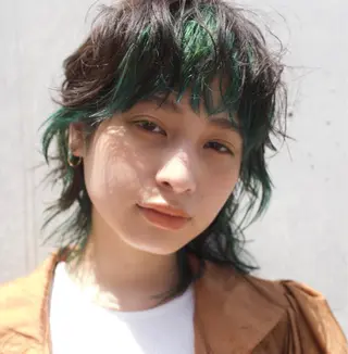 ミディアム カラー パーマ vain所属・パーマウルフショート 濱田匠のヘアスタイル