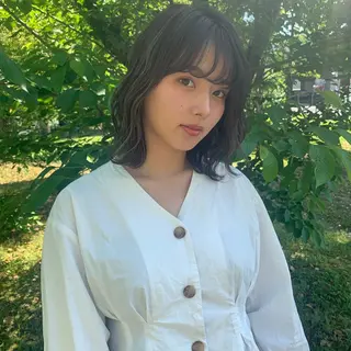 セミロング カラー 袴田 伊代のヘアスタイル