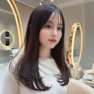 セミロング カラー レイヤー|縮毛矯正 |韓国ボブ|岡田洸太のヘアスタイル