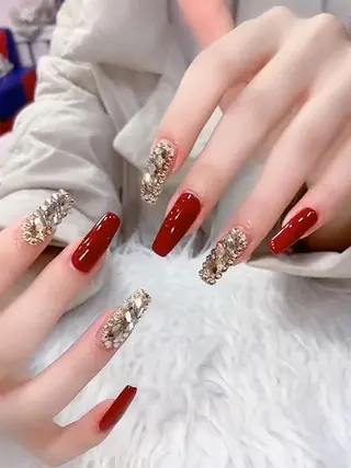 セミロング ネイル フィルイン・深爪矯正 長さ出し🎀のネイルデザイン