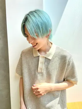 ショート カラー メンズ ショート/ウルフ ハイトーン/カイセイのヘアスタイル