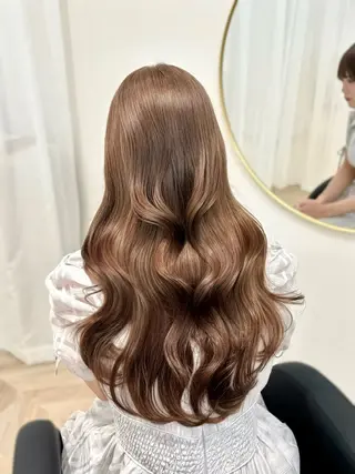 ロング カラー 𝒎𝒐𝒆🩰 名駅/ヘアメ/暖色♡のヘアスタイル