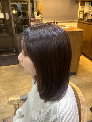 ミディアム カラー パーマ 松原 樹里のヘアスタイル