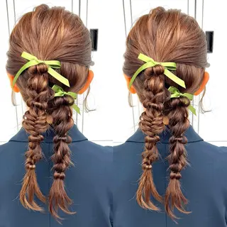 ロング ヘアアレンジ ヘアメ🎀推しカラー 🥣横浜/しほ🧸のヘアスタイル