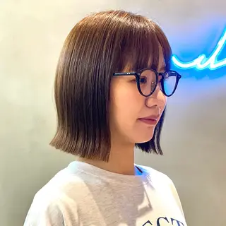 ショート パーマ ボブ縮毛矯正 韓国レイヤーRINAのヘアスタイル