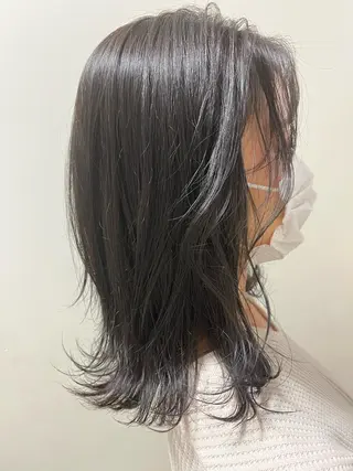 ミディアム カラー ヘアアレンジ メンズ キッズ ネイル マツエク・マツパ 透明感カラー🤎 ゆりのヘアスタイル