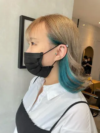 ミディアム 複雑履歴に対応ブリー チ無しダブルカラーのヘアスタイル