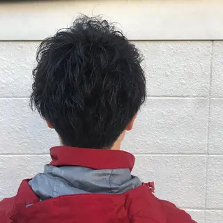 ショート カラー パーマ メンズ ニュアンスパーマ／ レイヤー／茶屋町のヘアスタイル