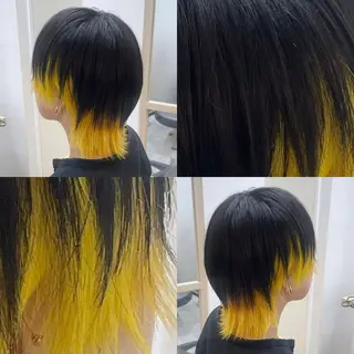 ミディアム カラー メンズ ☁️ケアブリーチ￤ ウルフ￤Shioriのヘアスタイル