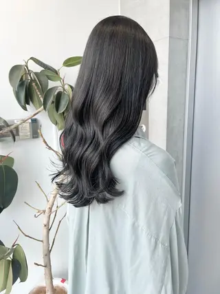 セミロング カラー パーマ ヘアアレンジ 透明感/オリーブ/ グレージュ/YUKAのヘアスタイル