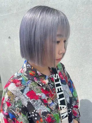 セミロング カラー インナーカラー 推し ブリーチ  髪質改善のヘアスタイル