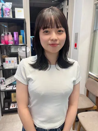 ミディアム カラー 赤み消しカラー/ ナチュラル/トモキのヘアスタイル