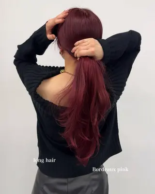 ロング カラー ブリーチなしピンク 赤井龍斗のヘアスタイル