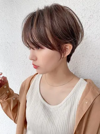 ショート カラー パーマ ✨コテ巻き風パーマ ✨川合佑哉のヘアスタイル