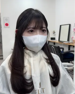 ロング のり🐼顔まわり/ 韓国/レイヤーカットのヘアスタイル