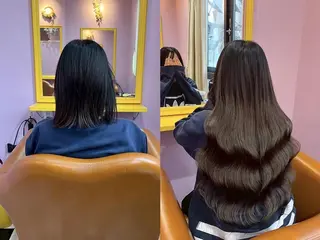 ロング ヘアアレンジ カラー 大阪レミーエクステ チビ編み込みのヘアスタイル