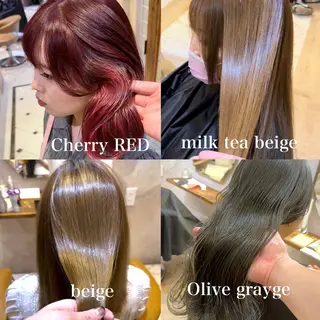 ミディアム ブリーチなしダブル カラー縮毛矯正 下野のヘアスタイル