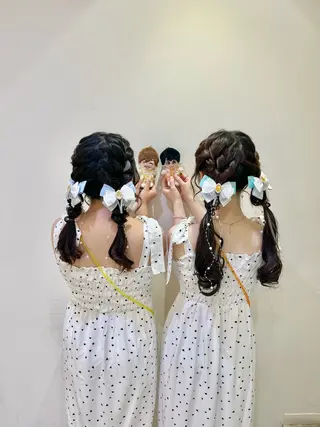 ヘアアレンジ エクステ🎀 暖色カラー🎀amiのヘアスタイル