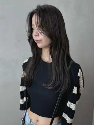 セミロング カラー 似合わせパーマ デジタルパーマのヘアスタイル