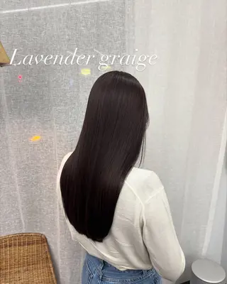 ロング カラー 【ヤマザキアヤメ】 艶カラー/縮毛矯正のヘアスタイル