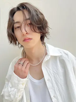 ミディアム パーマ メンズ 【透明感カラー】💠 TETSUのヘアスタイル
