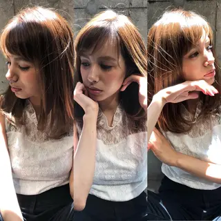 ミディアム カラー 小島 侑衣のヘアスタイル