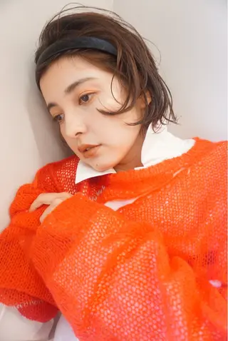ショート カラー カチモリ/無料 ヘアアレンジ/咲美のヘアスタイル