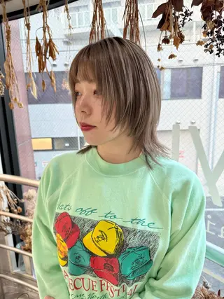 ミディアム カラー ウルフ レイヤー パーマ🪐MANAのヘアスタイル