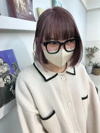 ショート カラー ヘアアレンジ ボブ/透明感ベージュ 🫧クルミ🌟のヘアスタイル