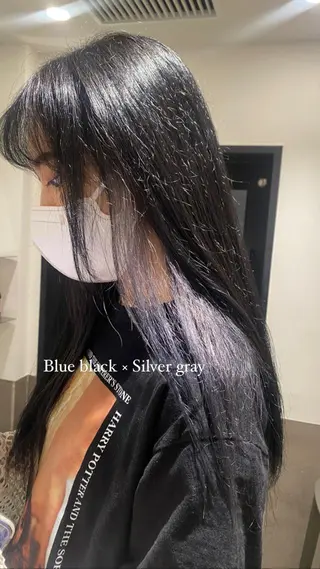 ロング カラー ミオ💎ショート 透ける暗髪のヘアスタイル