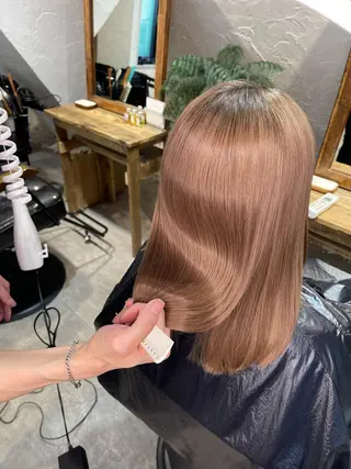 セミロング カラー パーマ 美髪質改善✨ 縮毛矯正✨HIDEのヘアスタイル
