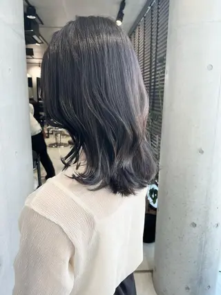 セミロング カラー パーマ ヘアアレンジ 透明感/オリーブ/ グレージュ/YUKAのヘアスタイル
