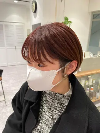 カラー 矯正パーマ、ベージュ ボブカット🫧のヘアスタイル
