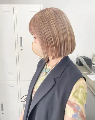ミディアム カラー 似合わせベージュ 🍯ayumi🍯のヘアスタイル